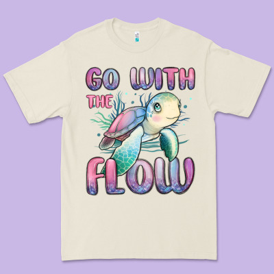 Go With Flow Turtle Premium Tee Designed By Maliassmallbusiness