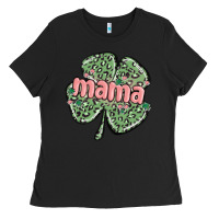 Black leopard shamrock mama Ladies Tee - MaliasSmallBusiness