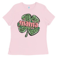 Bubblegum Pink leopard shamrock mama Ladies Tee - MaliasSmallBusiness