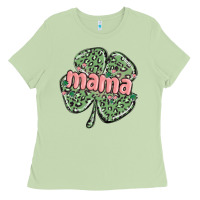 Matcha leopard shamrock mama Ladies Tee - MaliasSmallBusiness