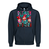 Navy chillin with my gnomies olivia Zipper Hoodie - OliviaCreatesArt