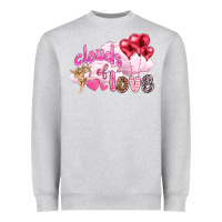 Heather Grey Clouds of love with balloons Valentine's Day Heavyweight Sweatshirt - HowdyJamesFarm