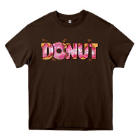 Chocolate Brown donut with donut and hearts Heavy Core Tee - AdoDesignShop