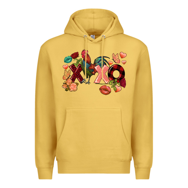 Rooster Valentine's Day Xoxo Premium Hoodie by FaDigitalArtStudio | Teevron