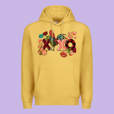Rooster Valentine's Day Xoxo Premium Hoodie Designed By Fadigitalartstudio