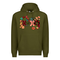 Army Green Rooster Valentine's Day xoxo Premium Hoodie - FaDigitalArtStudio
