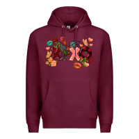 Burgundy Rooster Valentine's Day xoxo Premium Hoodie - FaDigitalArtStudio