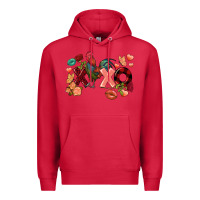 Cardinal Rooster Valentine's Day xoxo Premium Hoodie - FaDigitalArtStudio
