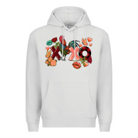 Dove Grey Rooster Valentine's Day xoxo Premium Hoodie - FaDigitalArtStudio