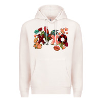 Pale Pink Rooster Valentine's Day xoxo Premium Hoodie - FaDigitalArtStudio