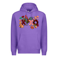 Purple Rooster Valentine's Day xoxo Premium Hoodie - FaDigitalArtStudio