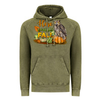Vintage Olive Here Comes Fall Owl Vintage Hoodie - LillyAllenDesigns