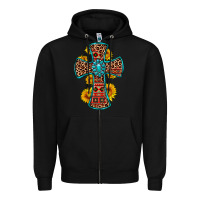 Black gemstone sunflower leopard cross Zipper Hoodie - OliviaCreatesArt