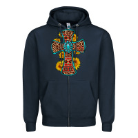 Navy gemstone sunflower leopard cross Zipper Hoodie - OliviaCreatesArt