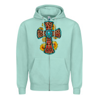 Seafoam gemstone sunflower leopard cross Zipper Hoodie - OliviaCreatesArt
