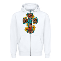 White gemstone sunflower leopard cross Zipper Hoodie - OliviaCreatesArt
