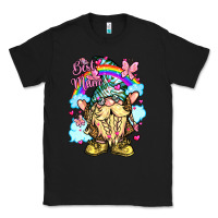 Black best mom gnome rainbow clouds butterfly glitter Classic Tee - LillyAllenDesigns