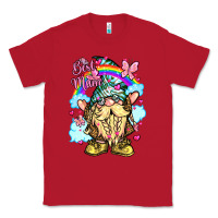 Red best mom gnome rainbow clouds butterfly glitter Classic Tee - LillyAllenDesigns