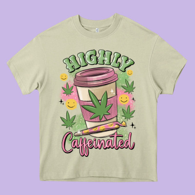 Highly Caffeinated Heavy Core Tee Designed By Maliassmallbusiness
