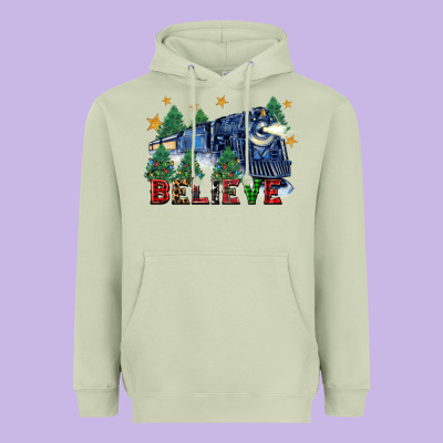 Believe Polar Express Christmas Trees Heavyweight Hoodie Designed By Fadigitalartstudio