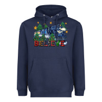 Navy believe polar express christmas trees Heavyweight Hoodie - FaDigitalArtStudio