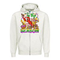 Oatmeal Heather tis the season mardi gras olivia Zipper Hoodie - OliviaCreatesArt