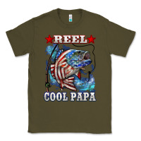 Army Green reel cool papa american flag bass fishing Classic Tee - LillyAllenDesigns