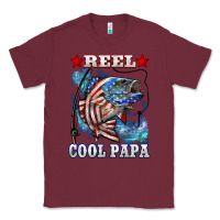 Burgundy reel cool papa american flag bass fishing Classic Tee - LillyAllenDesigns