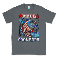 Charcoal Heather reel cool papa american flag bass fishing Classic Tee - LillyAllenDesigns