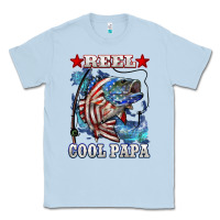 Dusty Blue reel cool papa american flag bass fishing Classic Tee - LillyAllenDesigns