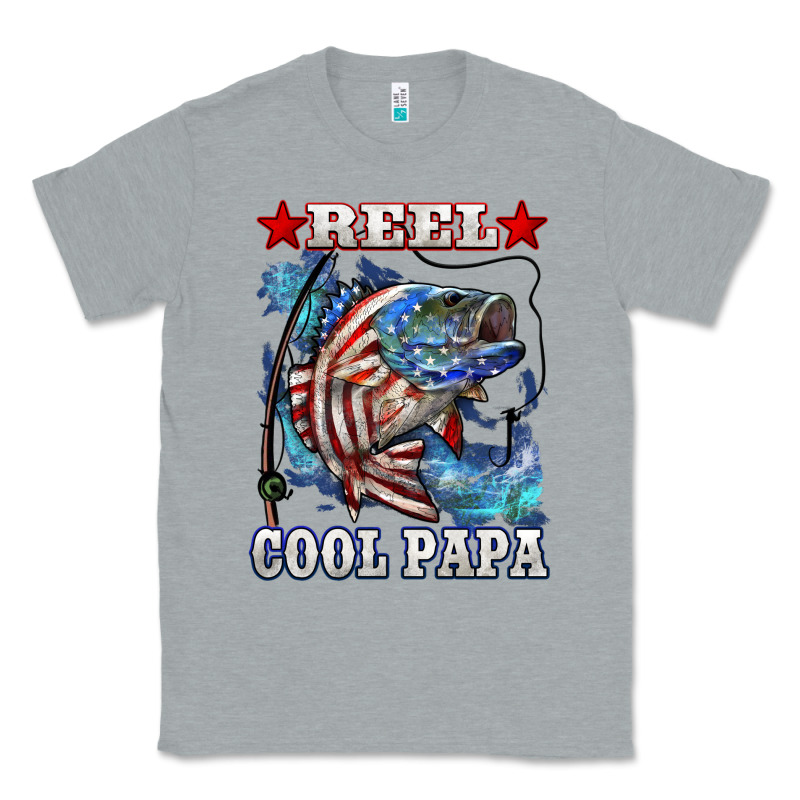 Reel Cool Papa American Flag Bass Fishing Classic Tee by LillyAllenDesigns | Teevron