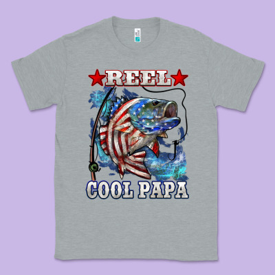 Reel Cool Papa American Flag Bass Fishing Classic Tee Designed By Lillyallendesigns