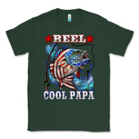 Sports Green reel cool papa american flag bass fishing Classic Tee - LillyAllenDesigns
