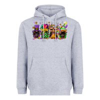 Heather Grey mardi gras afro gnomies Heavyweight Hoodie - FaDigitalArtStudio