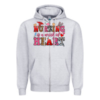 Heather Grey nursing is a work of heart Zipper Hoodie - OliviaCreatesArt