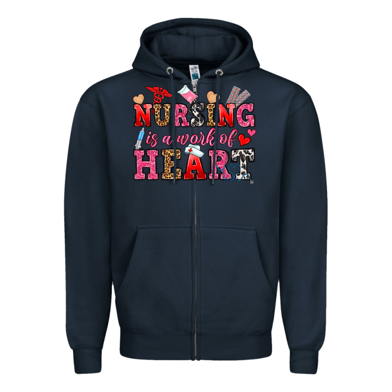 Nursing Is A Work Of Heart Zipper Hoodie by OliviaCreatesArt | Teevron