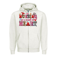 Oatmeal Heather nursing is a work of heart Zipper Hoodie - OliviaCreatesArt