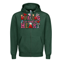 Sports Green nursing is a work of heart Zipper Hoodie - OliviaCreatesArt