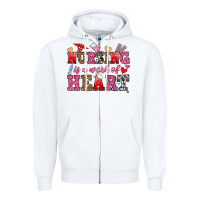 White nursing is a work of heart Zipper Hoodie - OliviaCreatesArt