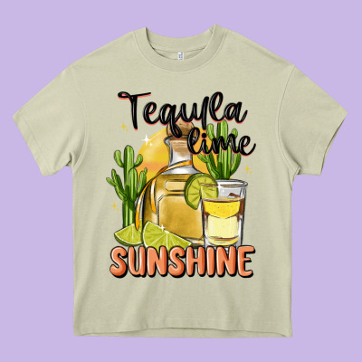 Tequila Lime Sunshine Heavy Core Tee Designed By Maliassmallbusiness