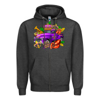 Charcoal Heather mardi gras truck olivia Zipper Hoodie - OliviaCreatesArt