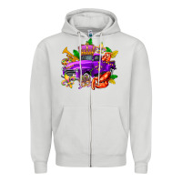 Dove Grey mardi gras truck olivia Zipper Hoodie - OliviaCreatesArt