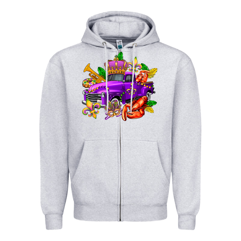 Mardi Gras Truck Olivia Zipper Hoodie by OliviaCreatesArt | Teevron