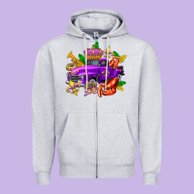 Mardi Gras Truck Olivia Zipper Hoodie Designed By Oliviacreatesart