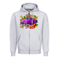 Heather Grey mardi gras truck olivia Zipper Hoodie - OliviaCreatesArt