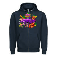 Navy mardi gras truck olivia Zipper Hoodie - OliviaCreatesArt