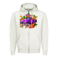 Oatmeal Heather mardi gras truck olivia Zipper Hoodie - OliviaCreatesArt