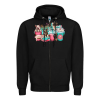 Black pig coffee cups Zipper Hoodie - OliviaCreatesArt