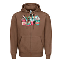 Chestnut pig coffee cups Zipper Hoodie - OliviaCreatesArt