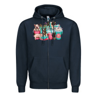 Navy pig coffee cups Zipper Hoodie - OliviaCreatesArt